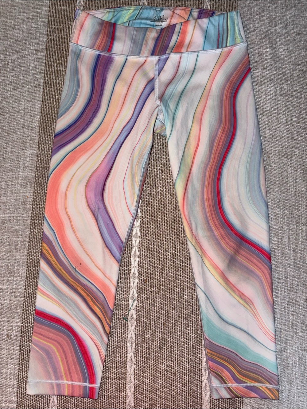 Athleta Girls' Multicolor Swirl Print Leggings - Peach, Purple, Teal